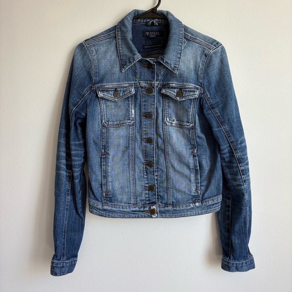 Guess Distressed Indigo Denim Jacket Girls Size M
